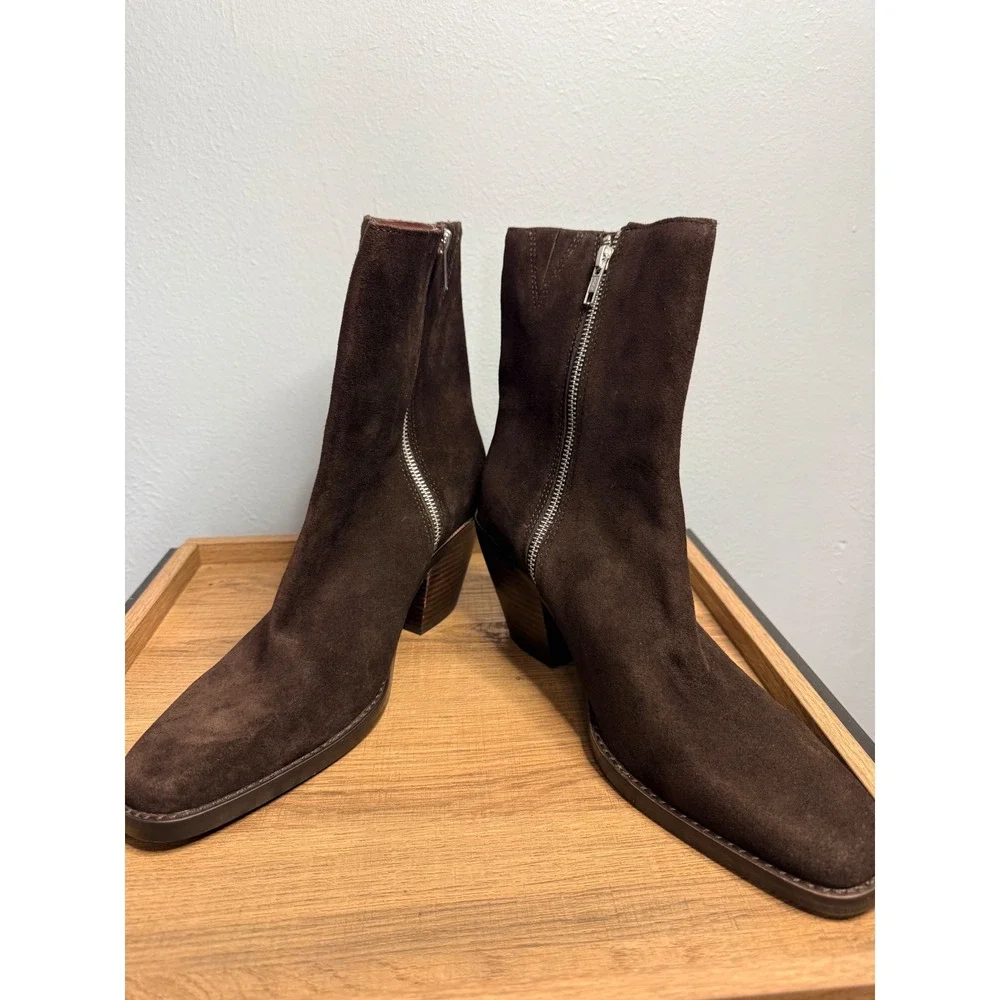 Madewell The‎ Idris Side-Zip Ankle Boot Coffee Bean Brown Size 10.5